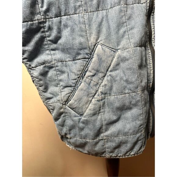 Free People Quilted Denim Dolman  Cali Indigo Sz Large - Picture 7 of 11